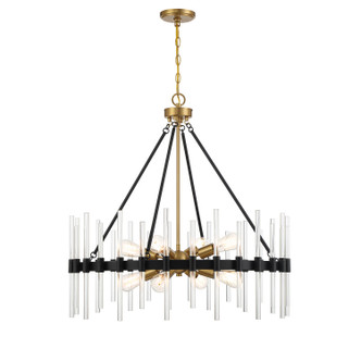 Savoy House - 7-1937-8-143 - Eight Light Pendant - Santiago - Matte Black w/Warm Brass