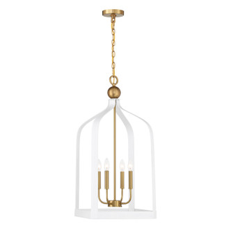 Savoy House - 7-7802-4-142 - Four Light Pendant - Sheffield - White w/Warm Brass