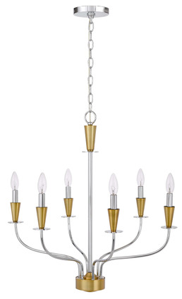 Cal Lighting - FX-3763-6 - Six Light Chandelier - Weston - Chrome/ Satin Brass