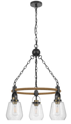 Cal Lighting - FX-3824-3 - Three Light Chandelier - Kavala - Burlap/Antique Brass