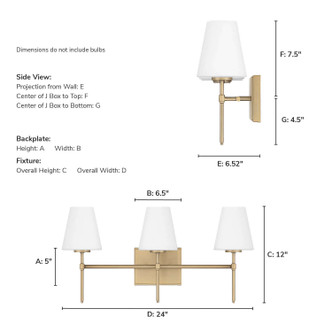 Camelia Stem Three Light Bathroom Vanity (13251)