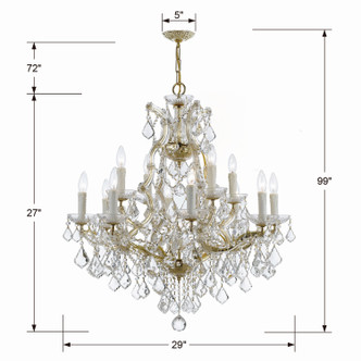 Maria Theresa 13 Light Chandelier in Gold (60-4412-GD-CL-I)