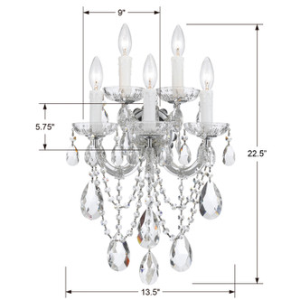 Maria Theresa Five Light Wall Sconce in Polished Chrome (60-4425-CH-CL-MWP)