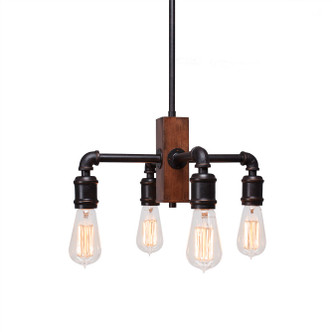 Toltec Lighting - 1138-AT18 - Four Light Chandelier - Portland - Painted Wood-Look & Dark Granite
