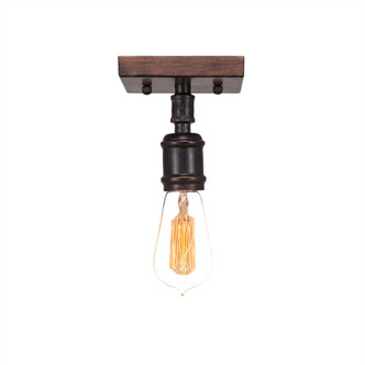 Toltec Lighting - 1141-AT18 - One Light Semi-Flush Mount - Portland - Painted Wood-Look Metal & Dark Granite