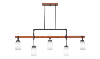 Toltec Lighting - 1145-310 - Five Light Billiard/Island - Portland - Painted Wood-Look & Dark Granite
