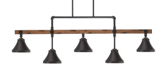 Toltec Lighting - 1145-410-DG - Five Light Bar - portland - Painted Wood-look Metal & Dark Granite