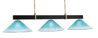 Toltec Lighting - 1253-MBNAB-715 - Three Light Billiard/Island - Wellington - Matte Black & New Age Brass