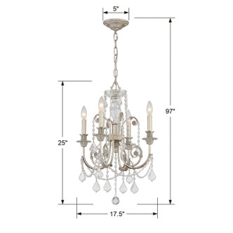 Regis Four Light Mini Chandelier in Olde Silver (60-5114-OS-CL-SAQ)