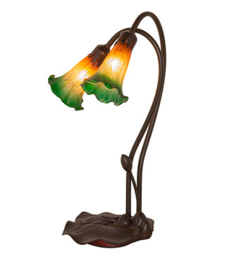 Amber/Green Pond Lily Two Light Accent Lamp (12939)