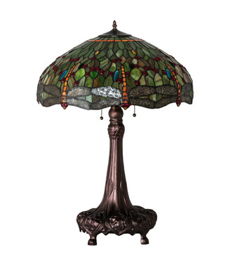 Tiffany Hanginghead Dragonfly Three Light Table Lamp (129745)