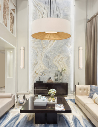 Textile Eight Light Pendant (FAB-9574-CREM-MBLK)