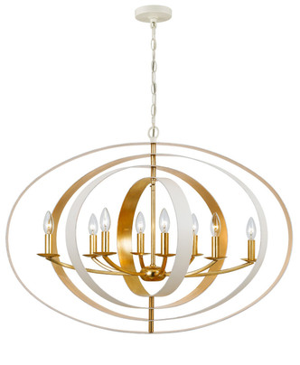 Crystorama - 588-MT-GA - Eight Light Chandelier - Luna - Matte White + Antique Gold