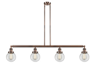 Innovations - 214-AC-G202-6-LED - LED Island Pendant - Franklin Restoration - Antique Copper