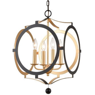 Crystorama - ODE-704-BK-GA - Four Light Chandelier - Odelle - Black + Antique Gold