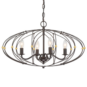 Crystorama - ZUC-A9034-EB-GA - Four Light Chandelier - Zucca - English Bronze + Antique Gold