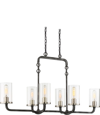 Nuvo Lighting - 60-6124 - Six Light Island Pendant - Sherwood - Iron Black / Brushed Nickel