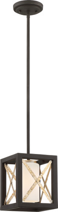 Nuvo Lighting - 60-6135 - One Light Mini Pendant - Boxer - Matte Black / Antique Silver Accents