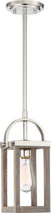 Nuvo Lighting - 60-6484 - One Light Mini Pendant - Bliss - Driftwood / Polished Nickel Accents