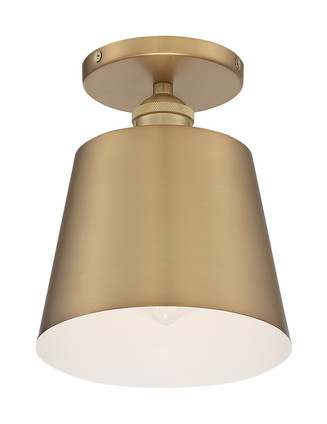 Nuvo Lighting - 60-7321 - One Light Semi Flush Mount - Motif - Brushed Brass / White