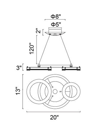 Deux Lunes LED Chandelier (1215P20-2-625) Deux Lunes LED Chandelier (1215P20-2-625)