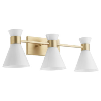 Quorum - 5119-3-80 - Three Light Vanity - Beldar - Aged Brass|Gloss Opal