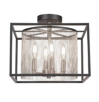 Toltec Lighting - 1347-MBBN - Four Light Semi-Flush Mount - Cadina - Matte Black & Brushed Nickel