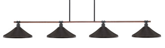 Toltec Lighting - 1744-422-DG - Four Light Billiard/Island - Blacksmith - Painted Wood-Look & Dark Granite