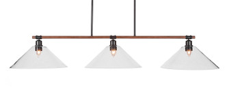 Toltec Lighting - 1763-308 - Three Light Island Pendant - Blacksmith - Painted Wood-Look & Dark Granite