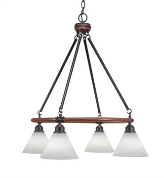 Toltec Lighting - 1764-312 - Four Light Chandelier - Blacksmith - Painted Wood-Look & Dark Granite