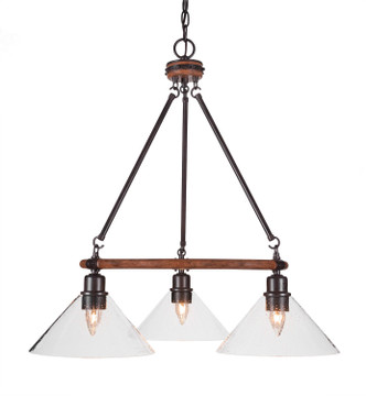 Toltec Lighting - 1766-304 - Three Light Chandelier - Blacksmith - Painted Wood-Look Metal & Dark Granite