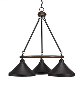 Toltec Lighting - 1766-418-DG - Three Light Chandelier - Blacksmith - Painted Wood-Look & Dark Granite
