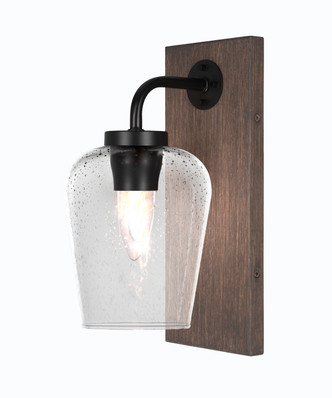 Toltec Lighting - 1771-MBDW-210 - One Light Wall Sconce - Oxbridge - Matte Black & Painted Distressed Wood-look Metal