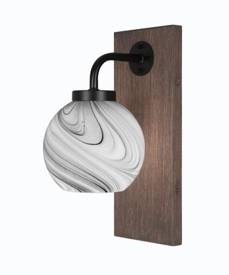 Toltec Lighting - 1771-MBDW-4109 - One Light Wall Sconce - Oxbridge - Matte Black & Painted Distressed Wood-look