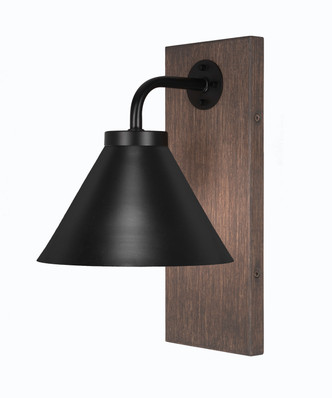 Toltec Lighting - 1771-MBDW-421-MB - One Light Wall Sconce - Oxbridge - Matte Black & Painted Distressed Wood-look Metal