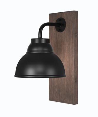 Toltec Lighting - 1771-MBDW-427-MB - One Light Wall Sconce - Oxbridge - Matte Black & Painted Distressed Wood-look Metal