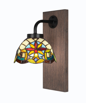 Toltec Lighting - 1771-MBDW-9365 - One Light Wall Sconce - Oxbridge - Matte Black & Painted Distressed Wood-look