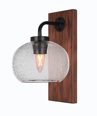 Toltec Lighting - 1771-MBWG-202 - One Light Wall Sconce - Oxbridge - Matte Black & Painted Wood-look