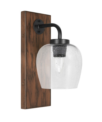 Toltec Lighting - 1771-MBWG-4810 - One Light Wall Sconce - Oxbridge - Matte Black & Painted Wood-look Metal