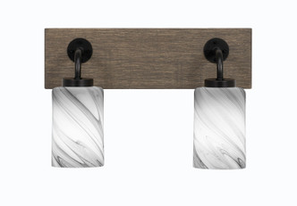 Toltec Lighting - 1772-MBDW-3009 - Two Light Bath Bar - Oxbridge - Matte Black & Painted Distressed Wood-look Metal