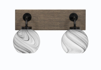 Toltec Lighting - 1772-MBDW-4109 - Two Light Bath Bar - Oxbridge - Matte Black & Painted Distressed Wood-look Metal