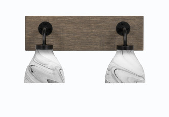 Toltec Lighting - 1772-MBDW-4769 - Two Light Bath Bar - Oxbridge - Matte Black & Painted Distressed Wood-look Metal