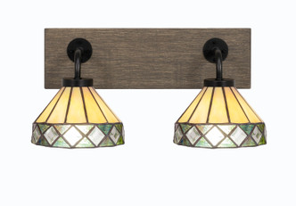 Toltec Lighting - 1772-MBDW-9405 - Two Light Bath Bar - Oxbridge - Matte Black & Painted Distressed Wood-look Metal