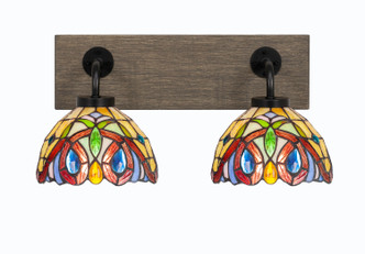 Toltec Lighting - 1772-MBDW-9445 - Two Light Bath Bar - Oxbridge - Matte Black & Painted Distressed Wood-look Metal