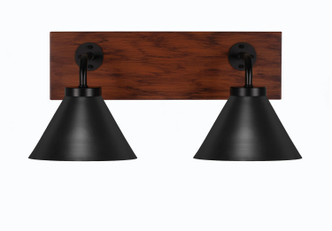 Toltec Lighting - 1772-MBWG-421-MB - Two Light Bath Bar - Oxbridge - Matte Black & Painted Wood-look Metal