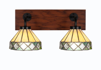 Toltec Lighting - 1772-MBWG-9405 - Two Light Bath Bar - Oxbridge - Matte Black & Painted Wood-look Metal