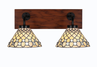 Toltec Lighting - 1772-MBWG-9415 - Two Light Bath Bar - Oxbridge - Matte Black & Painted Wood-look Metal