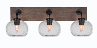 Toltec Lighting - 1773-MBDW-202 - Three Light Bath Bar - Oxbridge - Matte Black & Painted Distressed Wood-look Metal