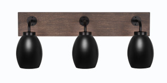 Toltec Lighting - 1773-MBDW-426-MB - Three Light Bath Bar - Oxbridge - Matte Black & Painted Distressed Wood-look Metal