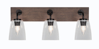 Toltec Lighting - 1773-MBDW-461 - Three Light Bathroom Lighting - Oxbridge - Matte Black & Painted Distressed Wood-look